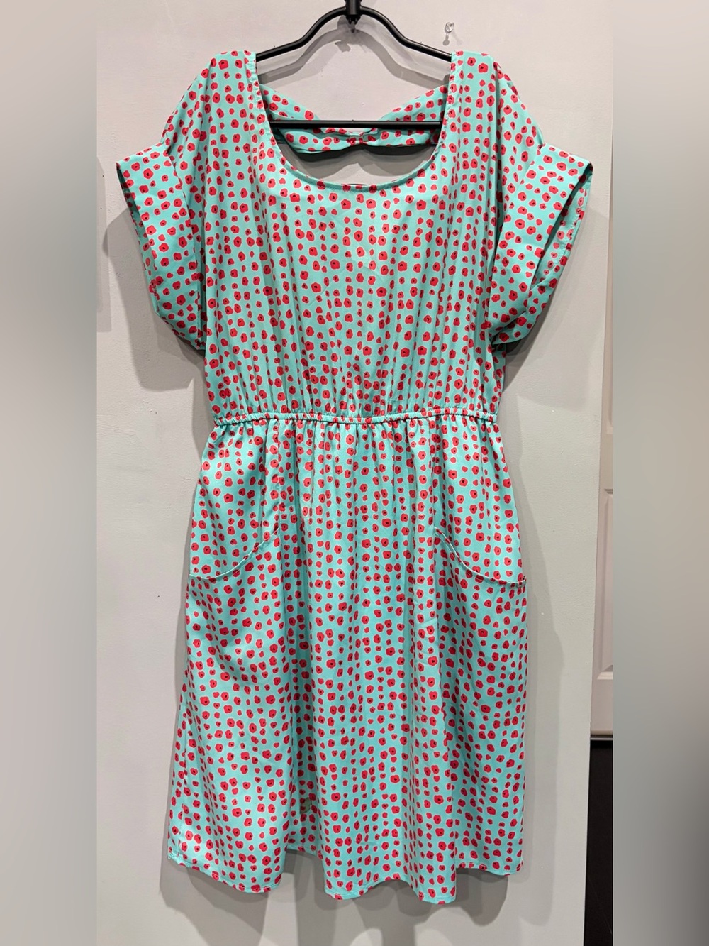 YA LOS ANGELES SHORT SLEEVE TURQUOISE RED FLORAL DRESS